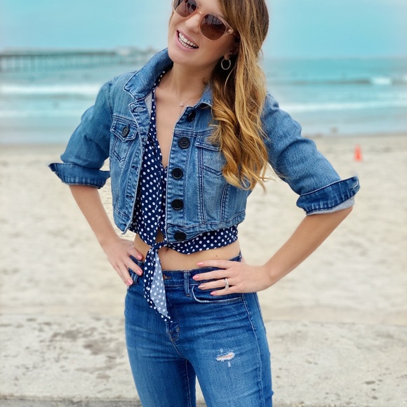 VW bus hand painted denim cropped jacket - Picture 5 of 5